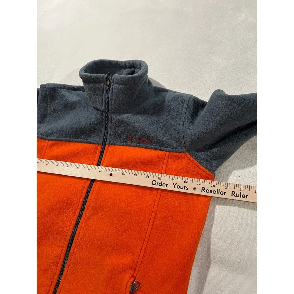 Columbia Kids Fleece Jacket Orange Gray Full Zip Youth Size L 14 16